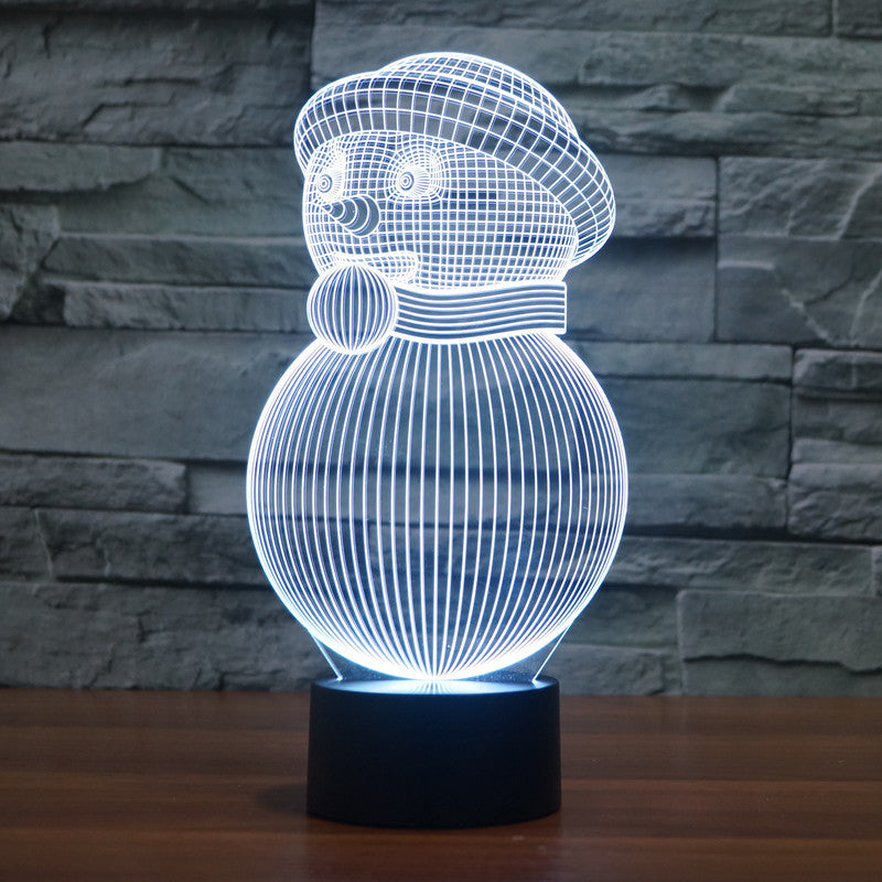3D Colourful Christmas Snowman Light
