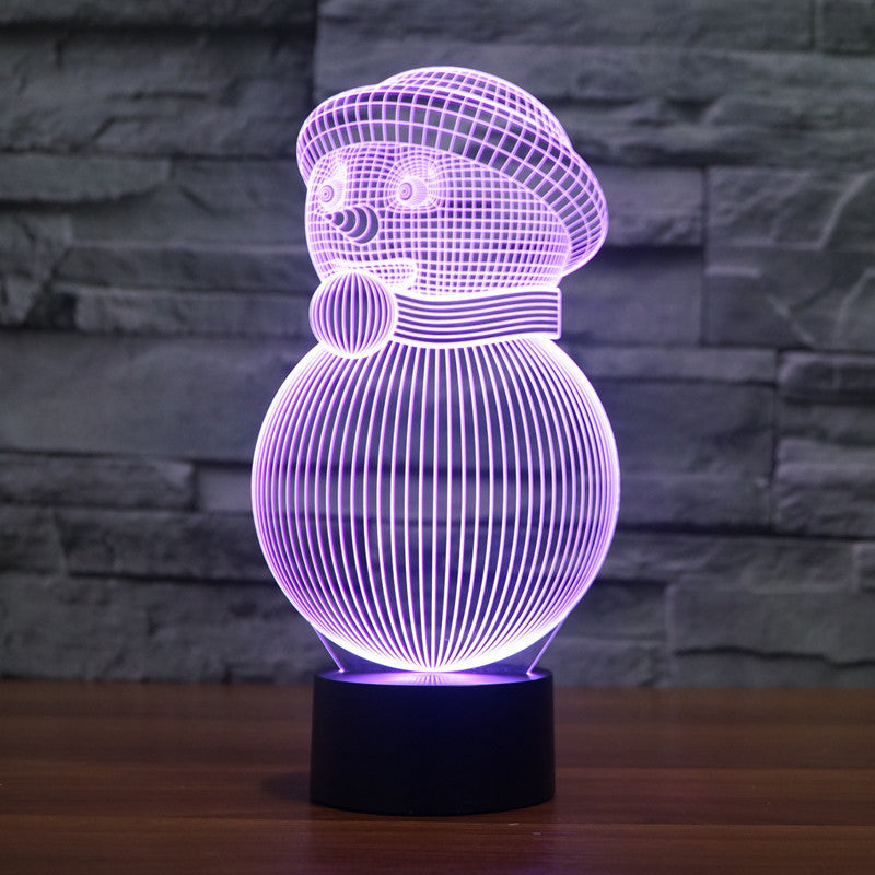 3D Colourful Christmas Snowman Light
