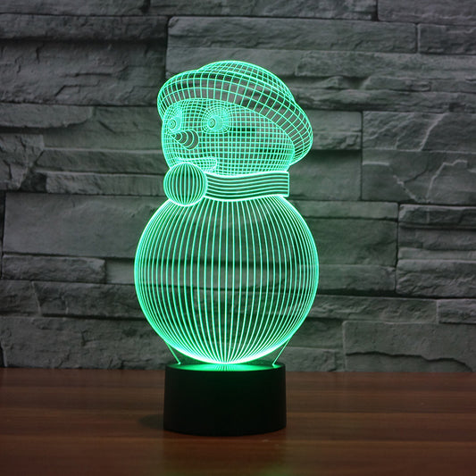 3D Colourful Christmas Snowman Light