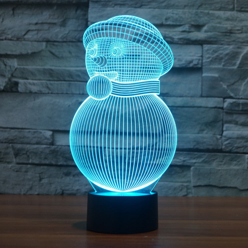 3D Colourful Christmas Snowman Light