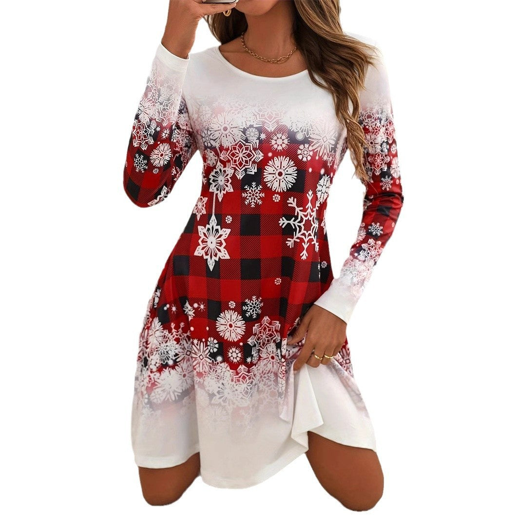 Women's Long-Sleeved Snowflake Dress