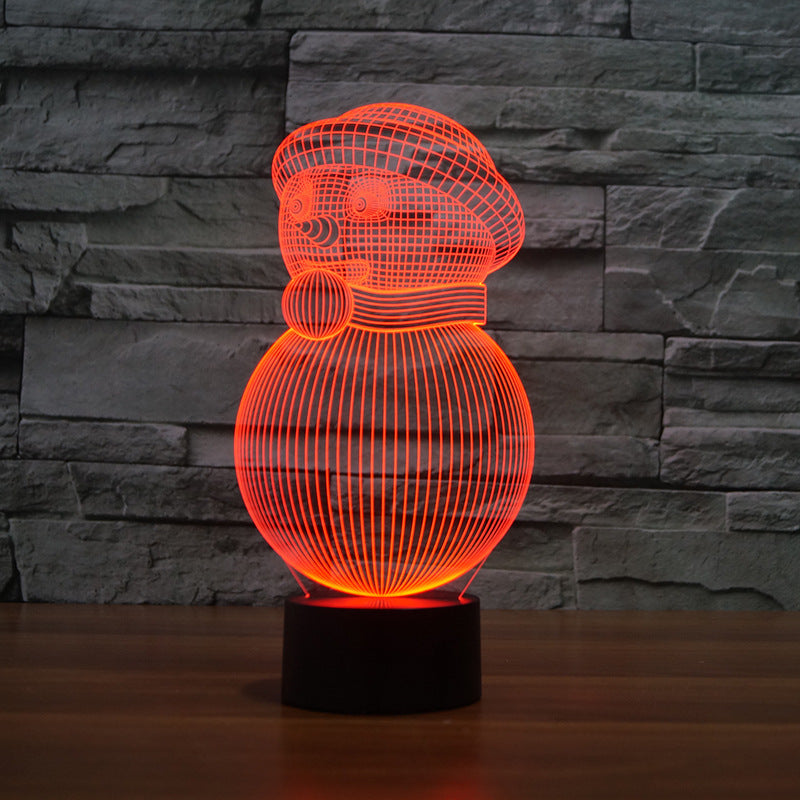 3D Colourful Christmas Snowman Light