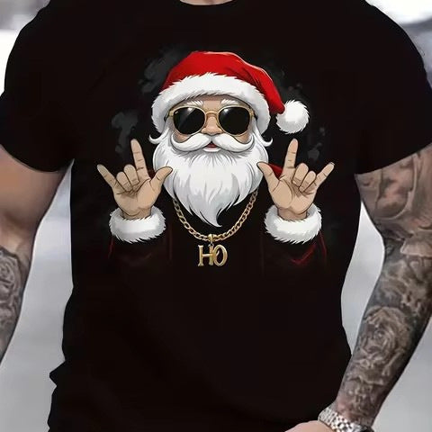 Printed Santa Short SleeveT-shirt