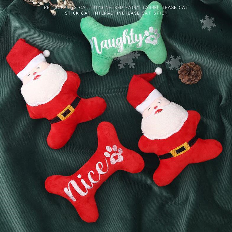 Plush Christmas Dog Toy - Naughty & Nice
