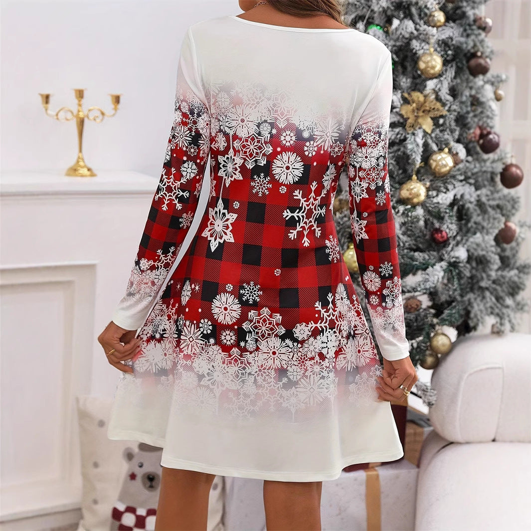 Women's Long-Sleeved Snowflake Dress