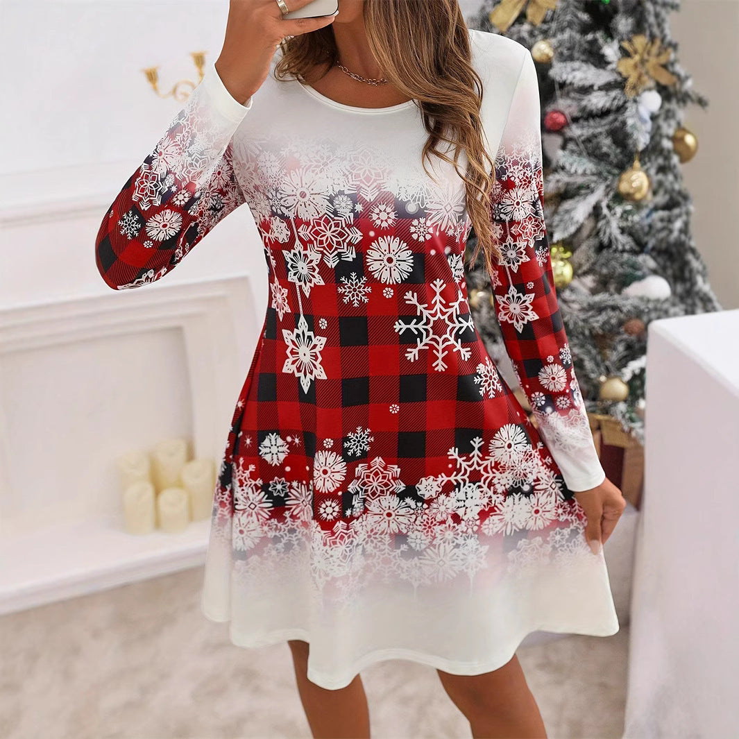 Women's Long-Sleeved Snowflake Dress