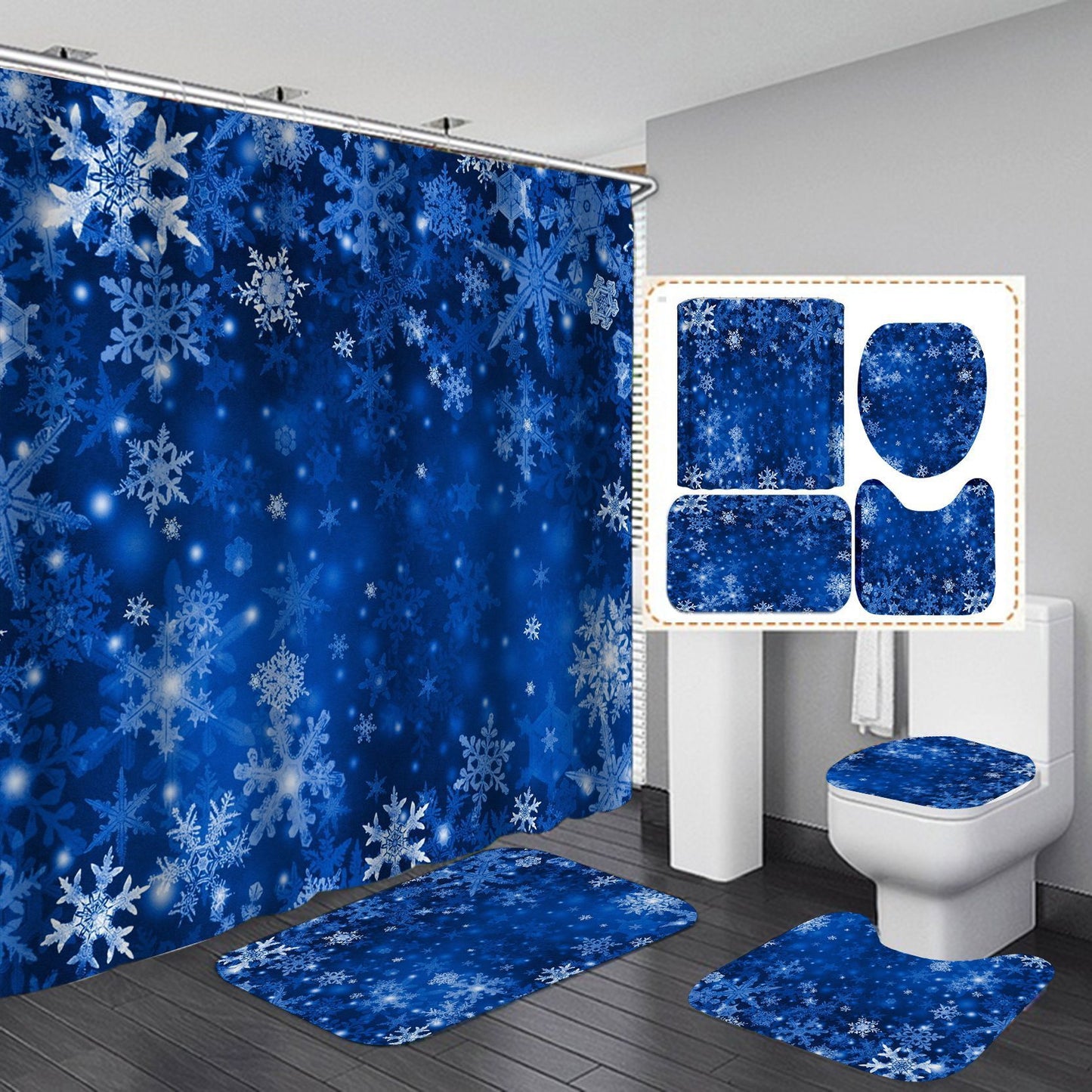 Festive Shower Curtain & Bathroom Set - Multiple Designs