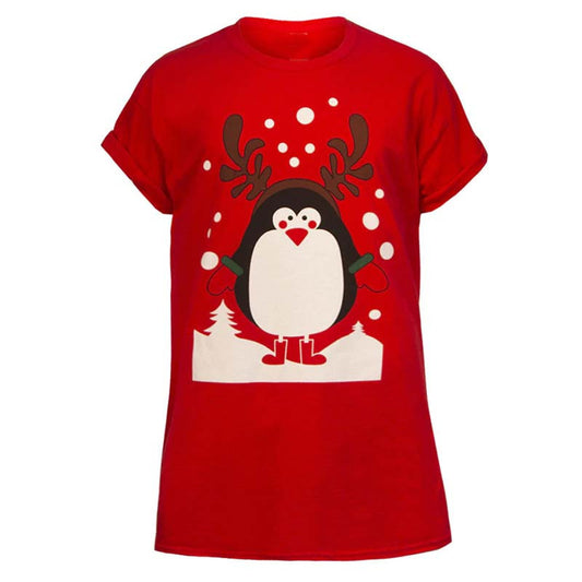 Penguin & Snowman Printed Christmas T-shirt
